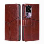 For OPPO Reno10 Pro+ 5G Geometric Stitching Leather Phone Case(Dark Brown)