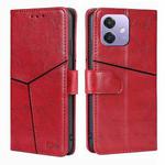 For OPPO A3 5G India Geometric Stitching Leather Phone Case(Red)