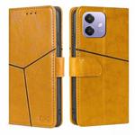 For OPPO A3 5G India Geometric Stitching Leather Phone Case(Yellow)