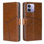 For OPPO A3 5G India Geometric Stitching Leather Phone Case(Light Brown)