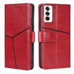 For OPPO Reno12 5G Global Geometric Stitching Leather Phone Case(Red)