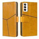 For OPPO Reno12 5G Global Geometric Stitching Leather Phone Case(Yellow)