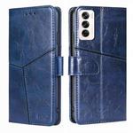 For OPPO Reno12 5G Global Geometric Stitching Leather Phone Case(Blue)