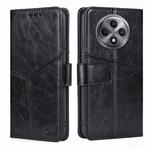 For OPPO Reno12 F 5G Geometric Stitching Leather Phone Case(Black)