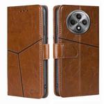 For OPPO Reno12 F 5G Geometric Stitching Leather Phone Case(Light Brown)