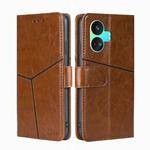 For Realme GT Neo5 SE Geometric Stitching Leather Phone Case(Light Brown)