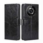 For Realme 11 Pro 5G / 11 Pro+ 5G Geometric Stitching Leather Phone Case(Black)