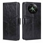 For Realme 12 5G Geometric Stitching Leather Phone Case(Black)