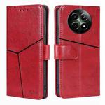 For Realme 12 5G Geometric Stitching Leather Phone Case(Red)