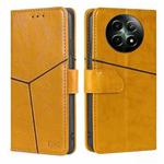 For Realme 12 5G Geometric Stitching Leather Phone Case(Yellow)
