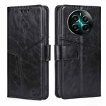 For Realme 12+ 5G Geometric Stitching Leather Phone Case(Black)