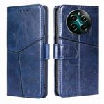 For Realme 12+ 5G Geometric Stitching Leather Phone Case(Blue)