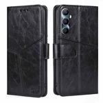 For Realme C65 4G Geometric Stitching Leather Phone Case(Black)