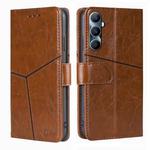 For Realme C65 4G Geometric Stitching Leather Phone Case(Light Brown)