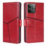 For Realme GT Neo6 SE Geometric Stitching Leather Phone Case(Red)