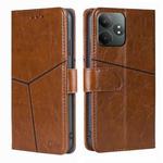 For Realme GT Neo6 SE Geometric Stitching Leather Phone Case(Light Brown)