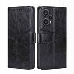 For Xiaomi Redmi Note 12 Turbo Geometric Stitching Leather Phone Case(Black)