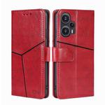 For Xiaomi Redmi Note 12 Turbo Geometric Stitching Leather Phone Case(Red)