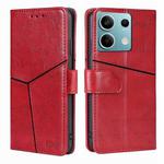 For Xiaomi Redmi Note 13 4G Geometric Stitching Leather Phone Case(Red)