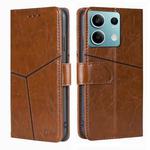 For Xiaomi Redmi Note 13 4G Geometric Stitching Leather Phone Case(Light Brown)