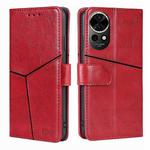 For Huawei nova 12 5G Geometric Stitching Leather Phone Case(Red)