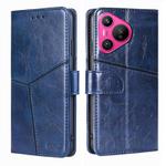 For Huawei Pura 70 5G Geometric Stitching Leather Phone Case(Blue)
