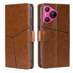 For Huawei Pura 70 5G Geometric Stitching Leather Phone Case(Light Brown)