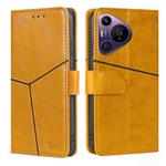 For Huawei Pura 70 Pro / 70 Pro+ 5G Geometric Stitching Leather Phone Case(Yellow)