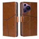 For Huawei Pura 70 Pro / 70 Pro+ 5G Geometric Stitching Leather Phone Case(Light Brown)