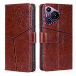 For Huawei Pura 70 Pro / 70 Pro+ 5G Geometric Stitching Leather Phone Case(Dark Brown)