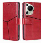 For Huawei Pura 70 Ultra 5G Geometric Stitching Leather Phone Case(Red)