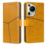 For Huawei Pura 70 Ultra 5G Geometric Stitching Leather Phone Case(Yellow)