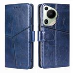 For Huawei Pura 70 Ultra 5G Geometric Stitching Leather Phone Case(Blue)