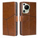 For Huawei Pura 70 Ultra 5G Geometric Stitching Leather Phone Case(Light Brown)