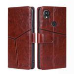 For Kyocera Digno SX3-KYG02 Geometric Stitching Leather Phone Case(Dark Brown)