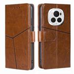 For Honor Magic6 Pro Geometric Stitching Leather Phone Case(Light Brown)