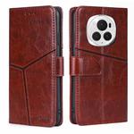 For Honor Magic6 Pro Geometric Stitching Leather Phone Case(Dark Brown)