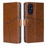 For Honor 200 5G Geometric Stitching Leather Phone Case(Light Brown)