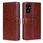 For Honor 200 Pro 5G Geometric Stitching Leather Phone Case(Dark Brown)