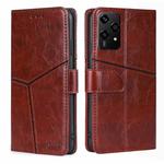 For Honor 200 Lite 5G Global Geometric Stitching Leather Phone Case(Dark Brown)