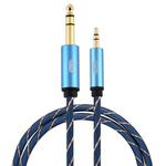 EMK 3.5mm Jack Male to 6.35mm Jack Male Gold Plated Connector Nylon Braid AUX Cable for Computer / X-BOX / PS3 / CD / DVD, Cable Length:1m(Dark Blue)