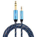 EMK 3.5mm Jack Male to 6.35mm Jack Male Gold Plated Connector Nylon Braid AUX Cable for Computer / X-BOX / PS3 / CD / DVD, Cable Length:1.5m(Dark Blue)