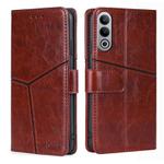 For OnePlus Nord CE4 Geometric Stitching Leather Phone Case(Dark Brown)