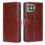 For OnePlus Ace 3 Pro 5G Geometric Stitching Leather Phone Case(Dark Brown)