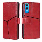 For OnePlus Nord CE 4 Lite 5G Geometric Stitching Leather Phone Case(Red)