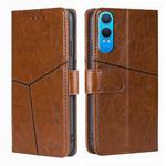 For OnePlus Nord CE 4 Lite 5G Geometric Stitching Leather Phone Case(Light Brown)