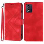 For Motorola Moto E13 Line Pattern Skin Feel Leather Phone Case(Red)