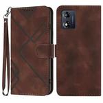 For Motorola Moto E13 Line Pattern Skin Feel Leather Phone Case(Coffee)