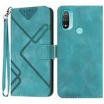 For Motorola Moto E20 / E30 / E40 Line Pattern Skin Feel Leather Phone Case(Light Blue)