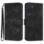 For Motorola Moto E22 Line Pattern Skin Feel Leather Phone Case(Black)